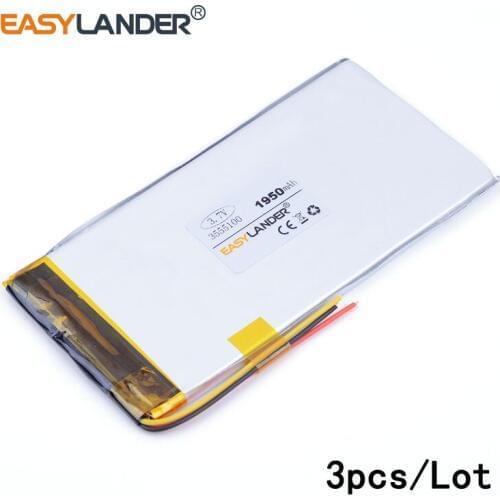 3pcs /Lot 1950mAH 3555100 lithium Li ion polymer rechargeable battery for tablet pc,mp4 speaker POWER BANK power bank PAD PSP