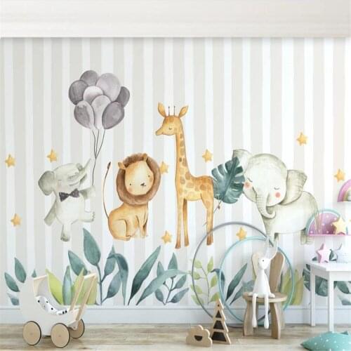 Milofi custom 3D wallpaper mural Nordic cute little animal illustration childrens room background wall for living room bedroom