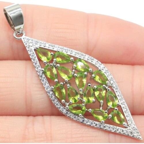 57x29mm SheCrown Big Bouquet Created Blue Aquamarine For Women Engagement Silver Pendant Infinity Anniversary Eye Catching