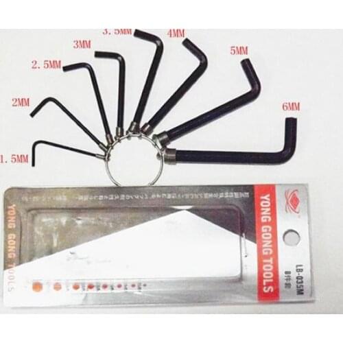 8pcs 1.5,2.0,2.5,3,3.5,4.0,5.0,6.0MM high quality alloy steel chain allen wrench kit,NO.SR-035M freeshipping