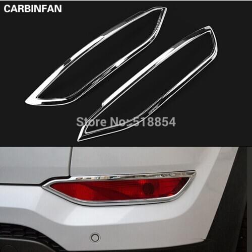 ABS FOR 2015 2016 HYUNDAI TUCSON TL CHROME REAR FOG REFLEX LIGHT LAMP COVER BUMPER TRIM STRIP MOLDING 2PCS/SET