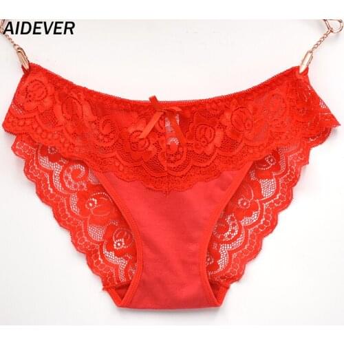 AIDEVER 3Pcs/lot Womens Lace Sexy Panties Female Comfort Breathable Underwear ladies cotton lingerie Mid-Rise Briefs