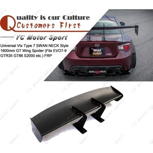 Car Accessories FRP Fiber Glass 1600mm GT Wing Fit For Universal EVO 7 8 9 GTR35 GT86 S2000 VTX Type7 SWAN NECK Rear Spoiler