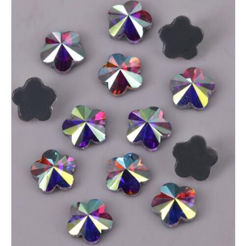 Lead Free High Quality 6mm Crystal AB Flower Flat Back Hotfix Rhinestones / Iron On Flat Back Crystals