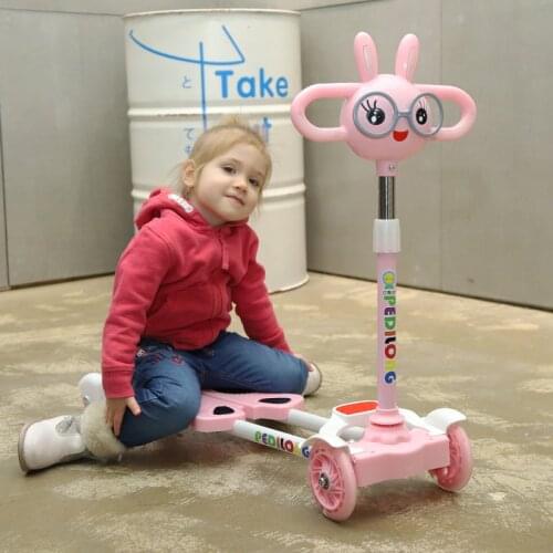 2-6 Years Old Childrens Scissors Car with 73-87cm Adjustable Height, Double-Footed Frog Style Kids Swinging Scooter