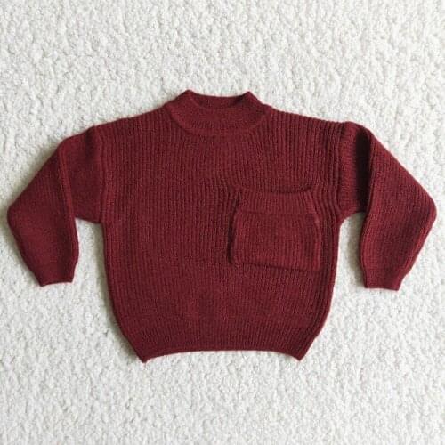 Baby Solid Casual Basic Sweater Crewneck Thick Kids Slouchy Soft Wool Clothing for Girls Wine Red Autumn Winter Sweaters Top