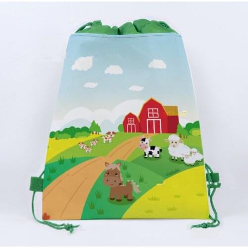Farm Drawstring bag for Boys Girls Travel Storage Package Cartoon School Backpacks Children Birthday Party Favors Animal bag