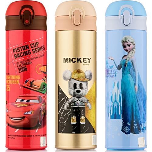 Frozen elsa anna drink cup Cartoon disney Mickey Minnie 316 stainless steel vacuum flask cars Baby Portable Feeding Bottle