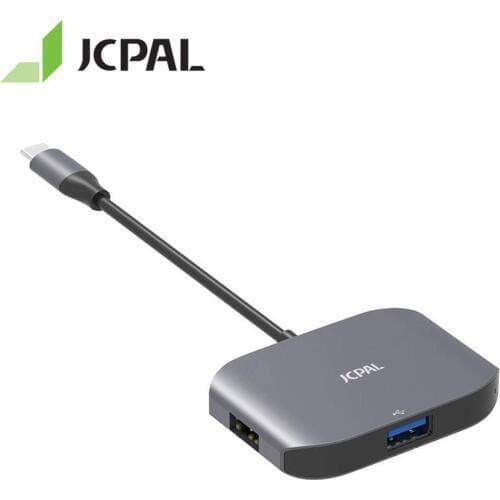 JCPAL Multiport USB-C HUB for Macbook Pro with USB 3.0 Splitter Switch Aluminum Enclosure Type-C HUB Adapter for Surface