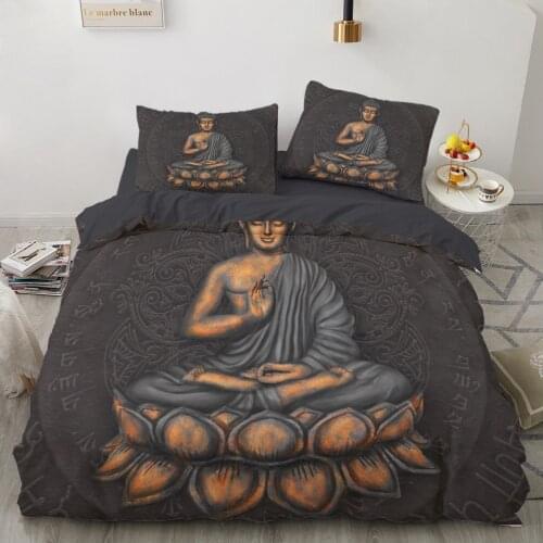 Black Bedding Set Duvet Cover Set Bed Linens Adult Children Bedclothes Home Textile Buddha Single Double Twin Full Queen King