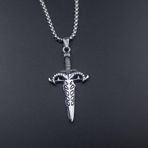 Cool Supernatural Sword Dagger Knife Necklace Stainless Steel Male Bike Punk Jewelry Pendant For Men Wholesale Dropshipping