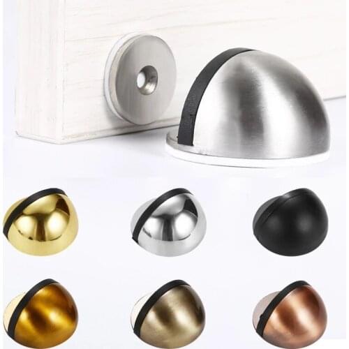 Stainless Steel Rubber Magnetic Door Stopper Non Punching Sticker Hidden Door Holders Floor Mounted Nail-free Door Stops