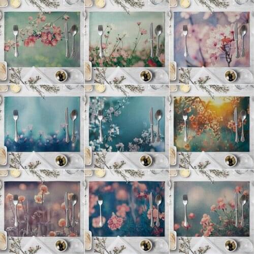 Fashion Print Rectangle Cotton Linen Western Style Table Pad Cut Mats Placemat for Dinner Kitchen Table 40x30cm