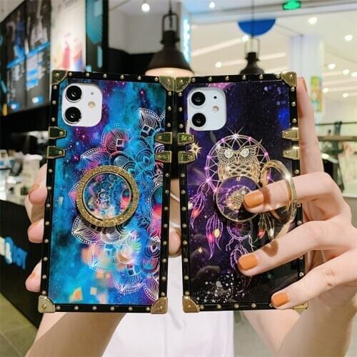 Luxury Dream square Starry sky Phone case For iPhone 11 Pro Max XS Max XR 7 8 Plus SE With ring bracket Silicone soft back cover