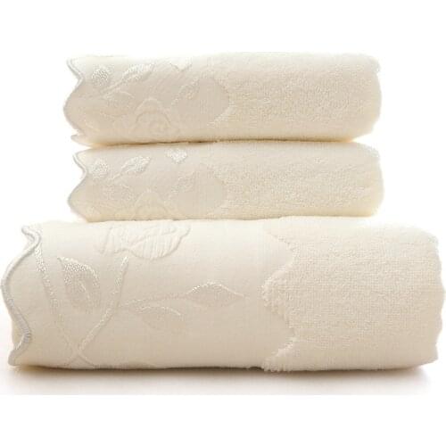 Flower Pure Cotton Towel Set Rectangle Soft Face Towels Strong Water Absorption No Fade Bathing Towels for Kids Adults Bathroom