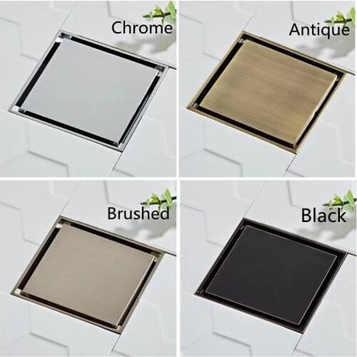 LIUYUE Floor Drains Antique/Black Brass 10×10 cm Shower Drain Bathroom Square Cover Anti-odor Hair Strainer Balcony Floor Drain