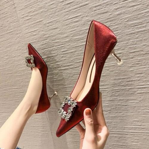 New autumn and winter 2020 Korean fashion silk womens high heeled shoes