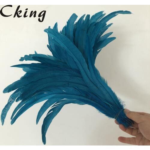 Wholesale 50-500 pcs beautiful Turquoise Blue rooster tails feathers 16-18 inches 40-45cm Dance Celebration wedding decorations