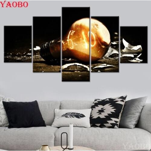 Full Square/Round Drill Diamond Painting Light bulb Picture Of Rhinestones Decoration Mosaic Diamond Embroidery sale 5pcs/set