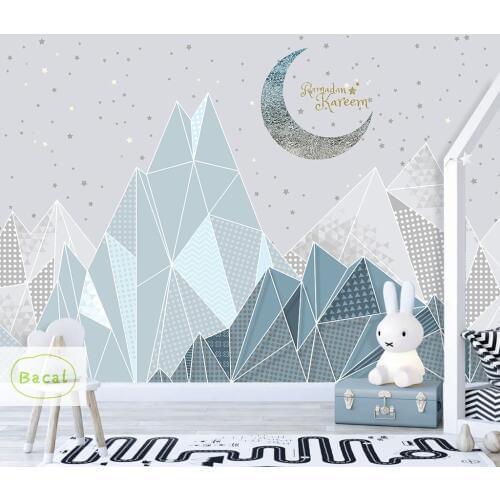 Custom Mural Wallpaper For Kids Room Hand Painted Moon Geometry Children Room Bedroom Decorative Wall Murals Papel De Parede 5D