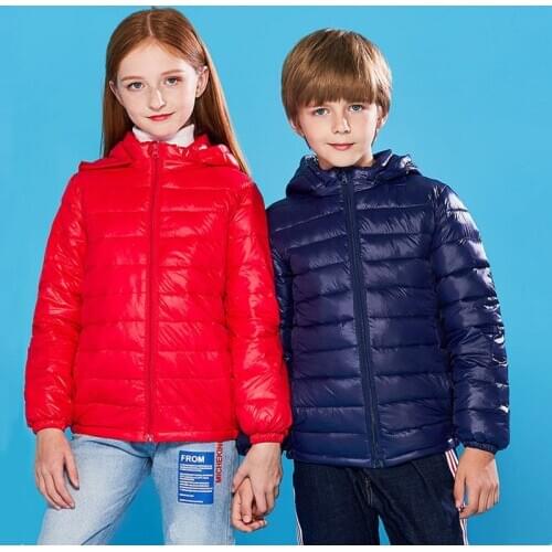 90% Duck Down Winter Down Jacket boy girl Child Kid Light Coat Hooded Thin Warm big boys Outerwears 2 4 6 8 10 12 14 16 Years