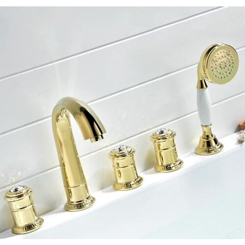 Luxury All Brass Bathroom Bathtub faucet set Top Quality 5 holes Cold hot bathtub shower faucet set,Gold,Rose gold,ORB,Chrome