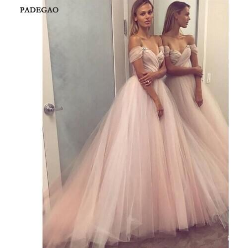 Pink Simple Evening Dress A-Line Long Prom Dresses Sleeveless Tulle Long Evening Dresses Custom Made Vestido de noche