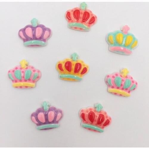 Hand Painted Resin Mix Kawaii Colorful Mini Crown Flatback Cabochon Stone 30PCS Scrapbook DIY Decor Home Figurine Craft