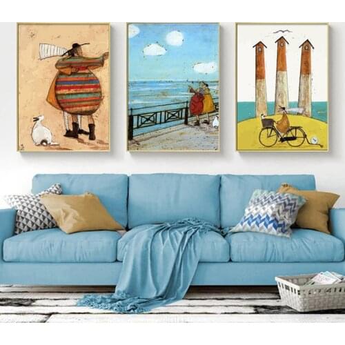 Happy Family Love Scandinavian Nordic Canvas Painting retro Abstract Posters Prints Wall Art Picture living room Home Decor