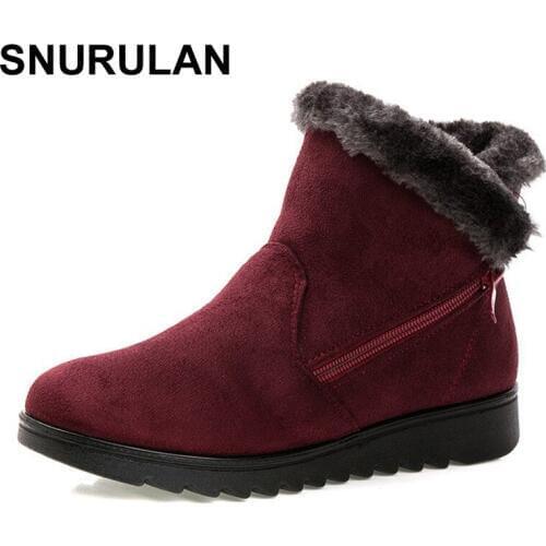 SNURULAN New Design Ladies Winter Shoes Fashion Ankle Boots 2017 Flat with Keep Warm Cozy Snow Boots for Women