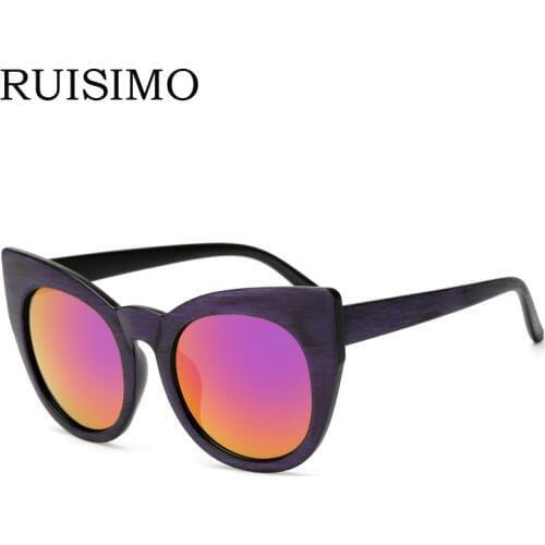 Round Sunglasses cat eye wood Mens retro de sol Sunglasses for women Square Women men brand Designer Glasses mirror colorful