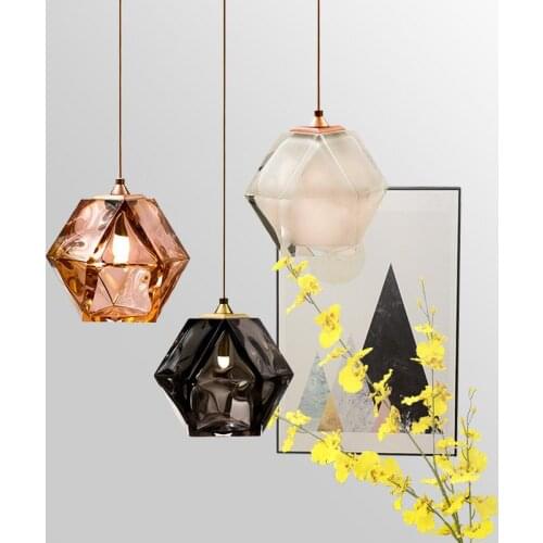 Modern Glass Pendant Lights Golden Stone Hanging Lamp for Restaurant Livingroom Bedroom Lighting Fixture Luminaire nordic lamps
