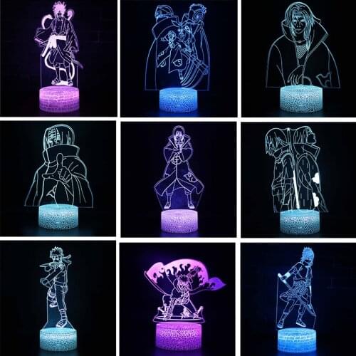 Anime NARUETO 3d LED Light Uzumaki Naruto Hatake Kakashi Namikaze Minato Figure LED Night Light Manga Lampara Gifts for Kids