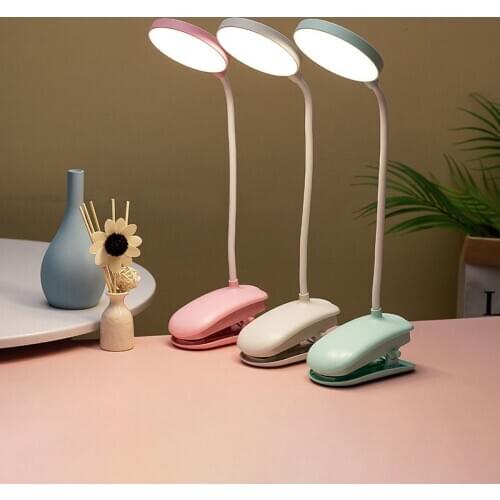 LED Table Lamp With Clip Flexo Desk Lamp Touch Stepless Dimming USB rechargeable Eye Protection Reading Light Beside Lamp