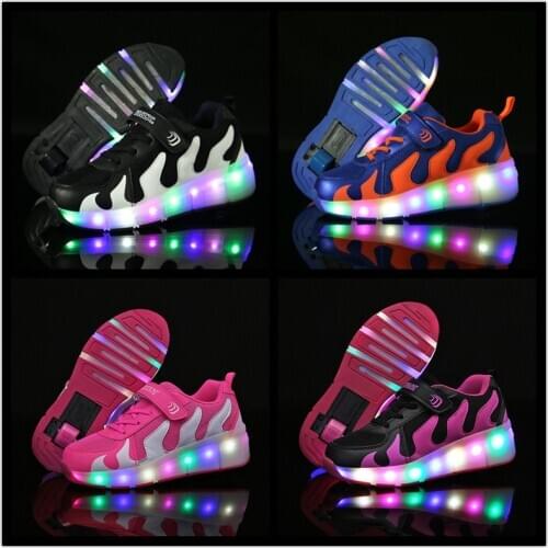 Heelies 2020 Glowing Sneakers Kids Roller Skate Shoes Children Led Colorful Light up Shoes Girl Boy Sneakers with Wheels Heelies