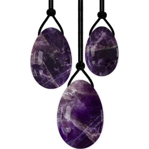 Drop shipping Natural Amethyst Yoni Eggs Pelvic Kegel Exercise Jade Egg Tightening Vaginal Muscle Purple Crystal Massage Ball