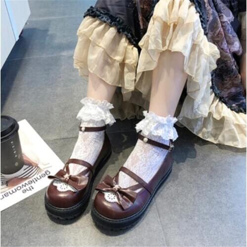 Bowknot LOLITA Shoes JK Uniform Shoes PU Leather lolita Shoes B374