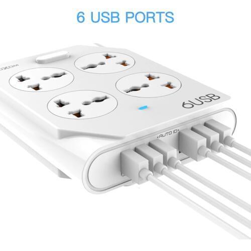 MOXOM Smart Home Electronic Power Strip Socket Extension Socket 6 USB + 4 Sockets Standard Plug Interface Extension EU UK