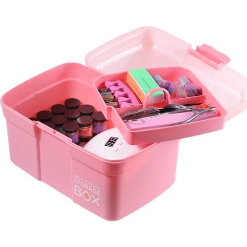 High Capacity Plastic Storage Boxs for Nails Art 2021 Nail Jewelry Accessories 1pcs Double Layer Tool Storage Box