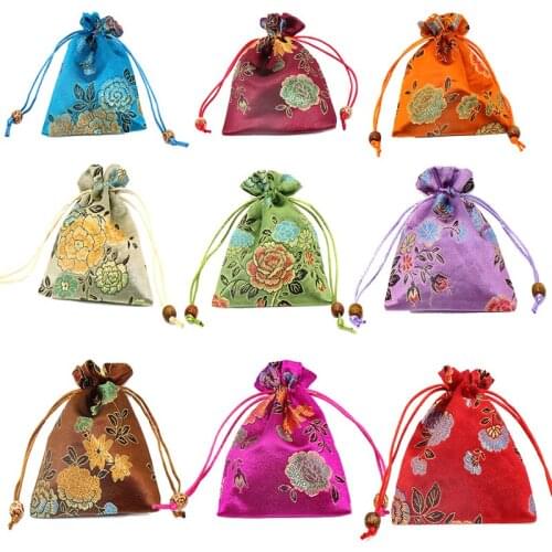 11X14cm High Quality Chinese Silk Embroider Gift Bag Silk Brocade Pouches Damask Jewelry Pouch Christmas Wedding Gift Bag
