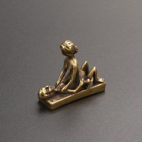 Funny Make Love Postures Figurines for Home Decoration Vintage Copper Sexy Miniatures Desk Decor Bedroom Ornaments Couple Crafts
