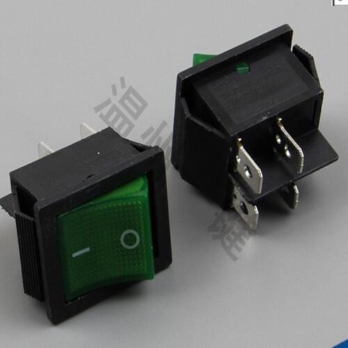 Green ship type switch KCD4-201 4 feet 2 files with lamp 16 a 250 v