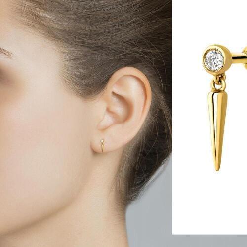 Simple delicate cz rivet charm earring 925 sterling silver high quality geometric minimalist jewelry