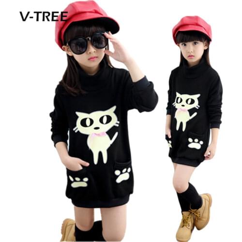 Winter Teenage Girls T Shirt Thicken Fleece Girls Outwear Sweatshirt Kids Children Warm Clothes Long Shirt For Teens 10 12 Years