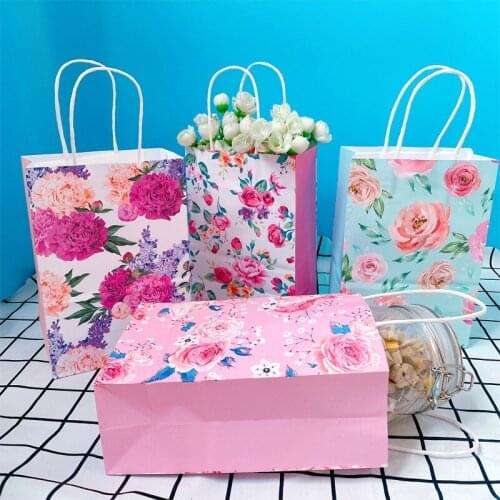 10Pcs 21*15*8CM Flower Gift Paper Bag Pastoral Diy Flowers Bags Packing Decoration Colorful shopping Gift Packing Party Favor