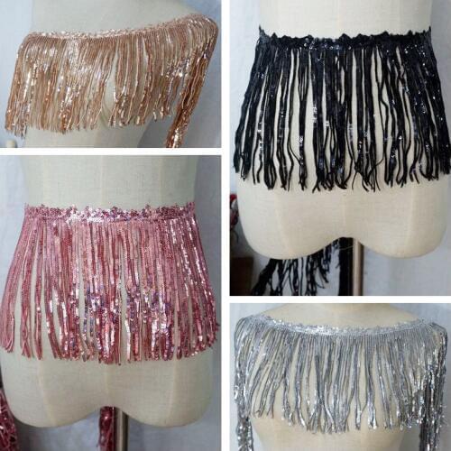 2Yards Sequins Tassel Fringe Lace Fabric Trim Embroidered Sewing On Accessories Craft Dvening Dress Party Ribbon Trimming