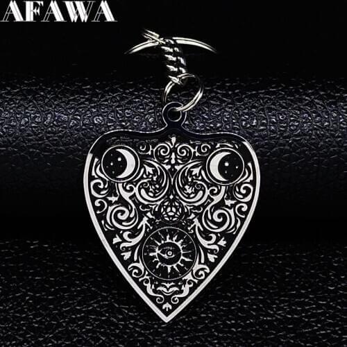 2021 Fashion Witchcraft Ouija Stainless Steel Keyring for Women/Men Black Enamel Moon Key Chains Jewelry llaveros K3257S02