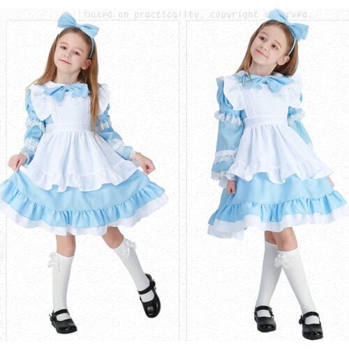 Alice Party Girls Wonderland Dress Carnival Stage Performance Prom Party Fancy Costume Princess Dresses Art Shooting Clothes