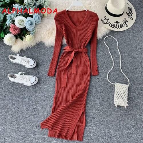 ALPHALMODA Fashionable Knitted Dresses