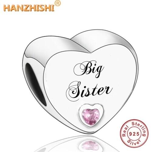 Fit Original Pandora Necklace Bracelets DIY Jewelry Making 2020 New Summer 925 Sterling Silver Big Sister Heart Charms Beads